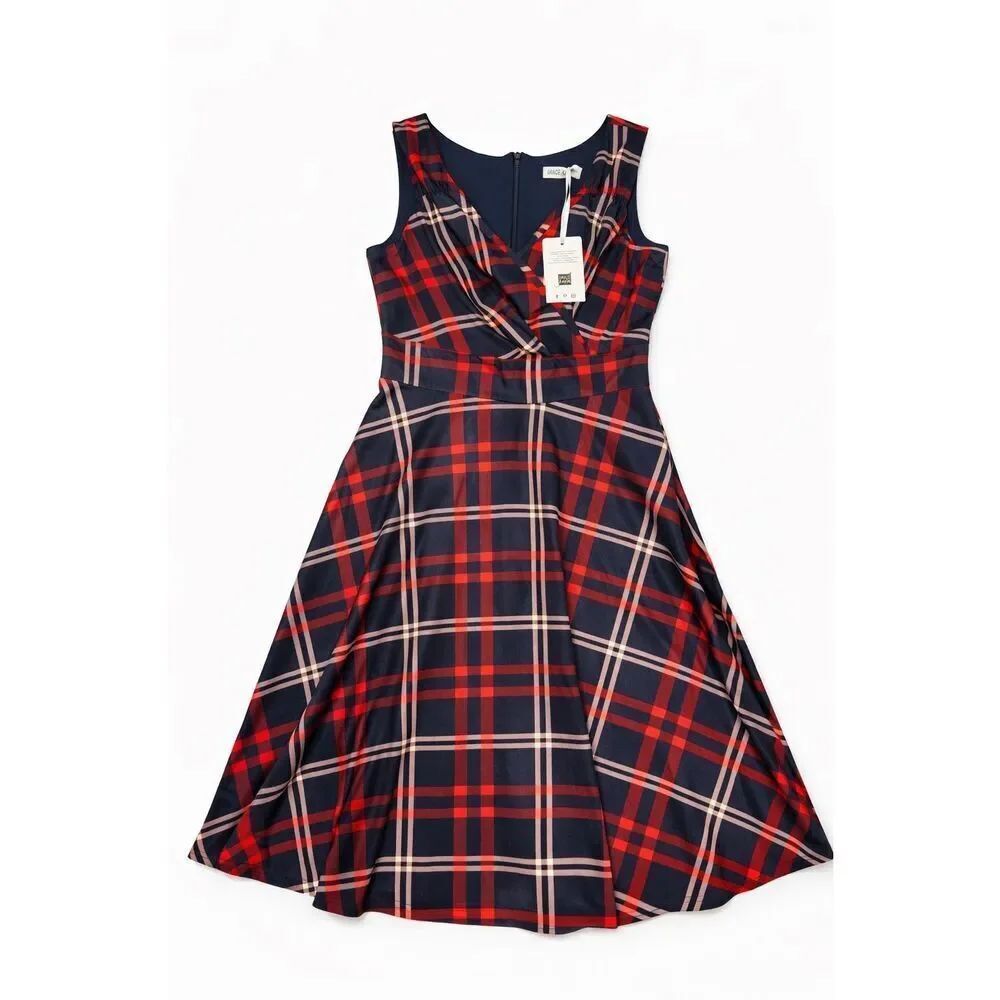 NWT Grace Karin Red Blue Plaid Dress Size Small New